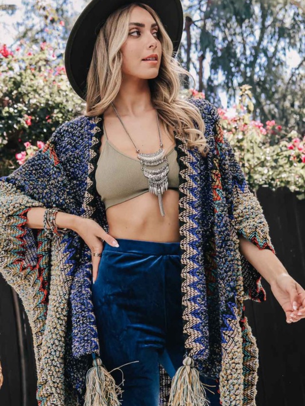 F55-😍🔥 (13COLORS) Bohemian Multicolor Knit Open-Front Poncho Sweater